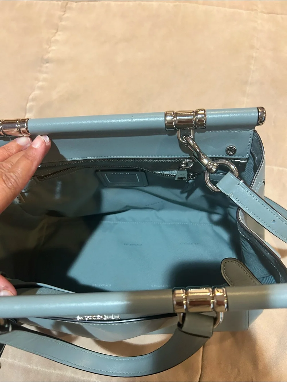 Coach Grace Leather Satchel Handbag Cornflower Blue 31916